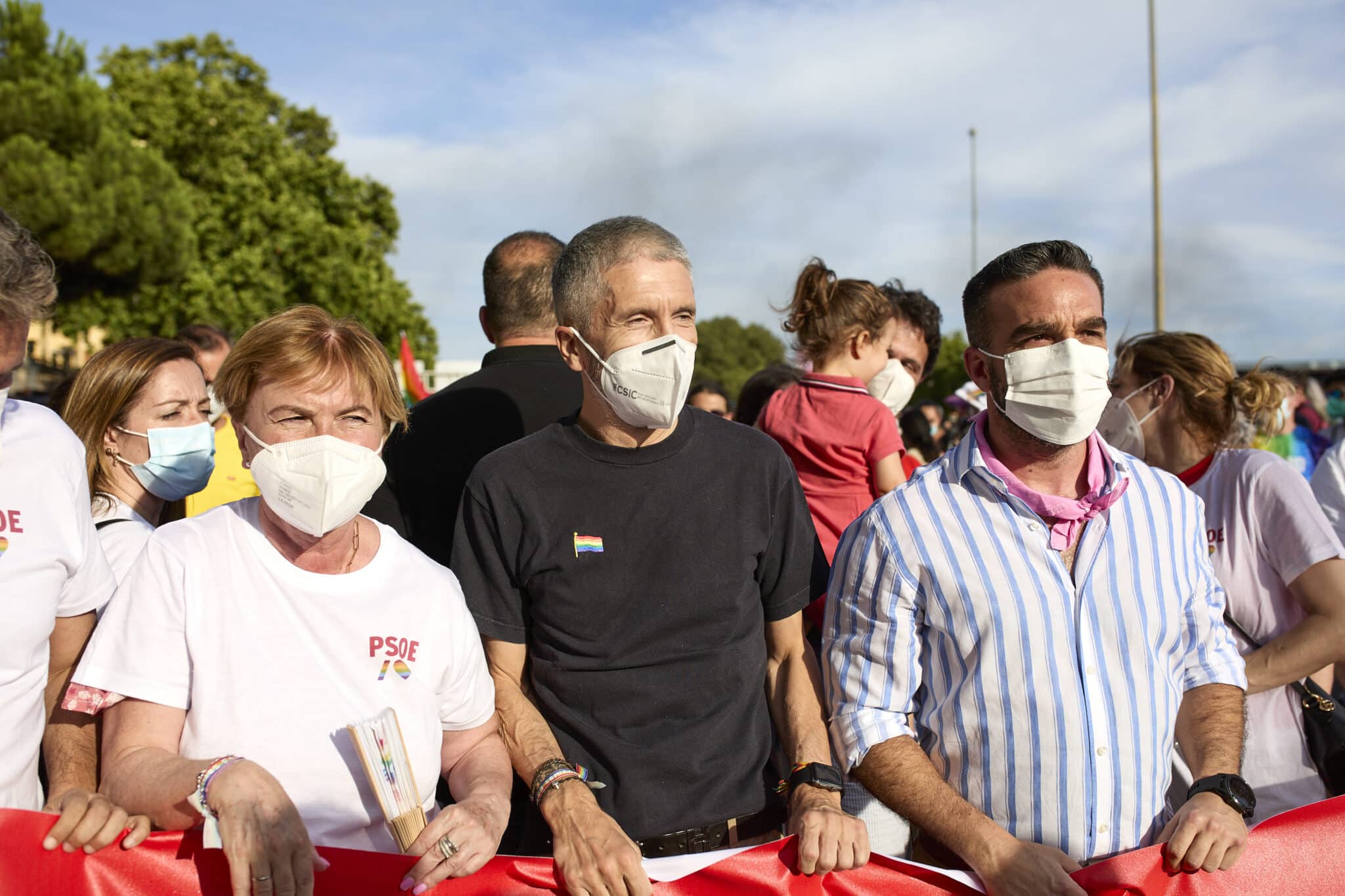 El ministro del Interior, Fernando Grande-Marlaska, durante la manifestación del Orgullo LGTBI