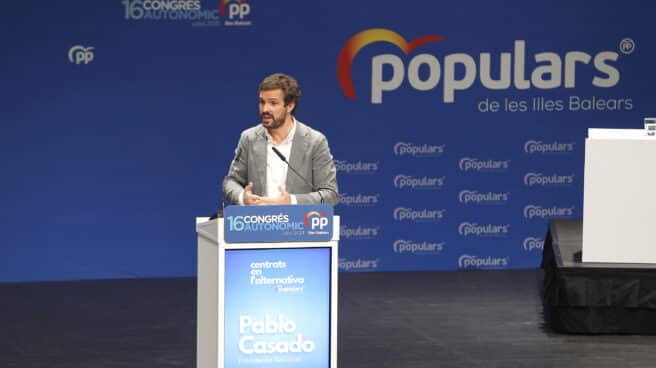 El presidente del PP, Pablo Casado, durante el XVI congreso del PP de Baleares