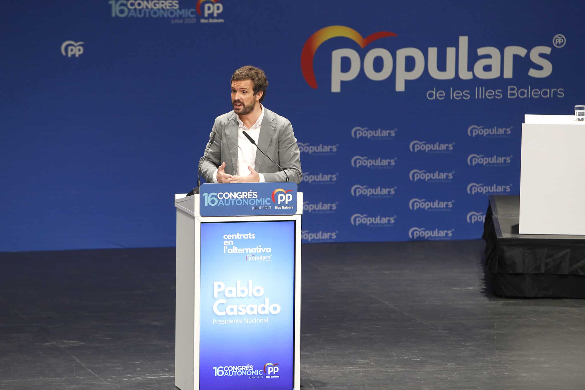 El presidente del PP, Pablo Casado, durante el XVI congreso del PP de Baleares