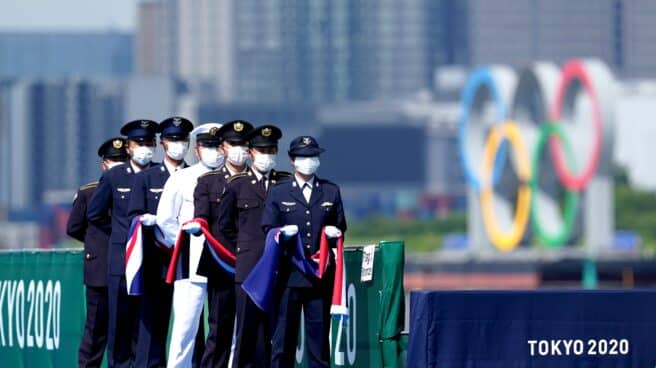 Ceremonia de entrega de medallas en los Juegos Olímpicos de Tokio.