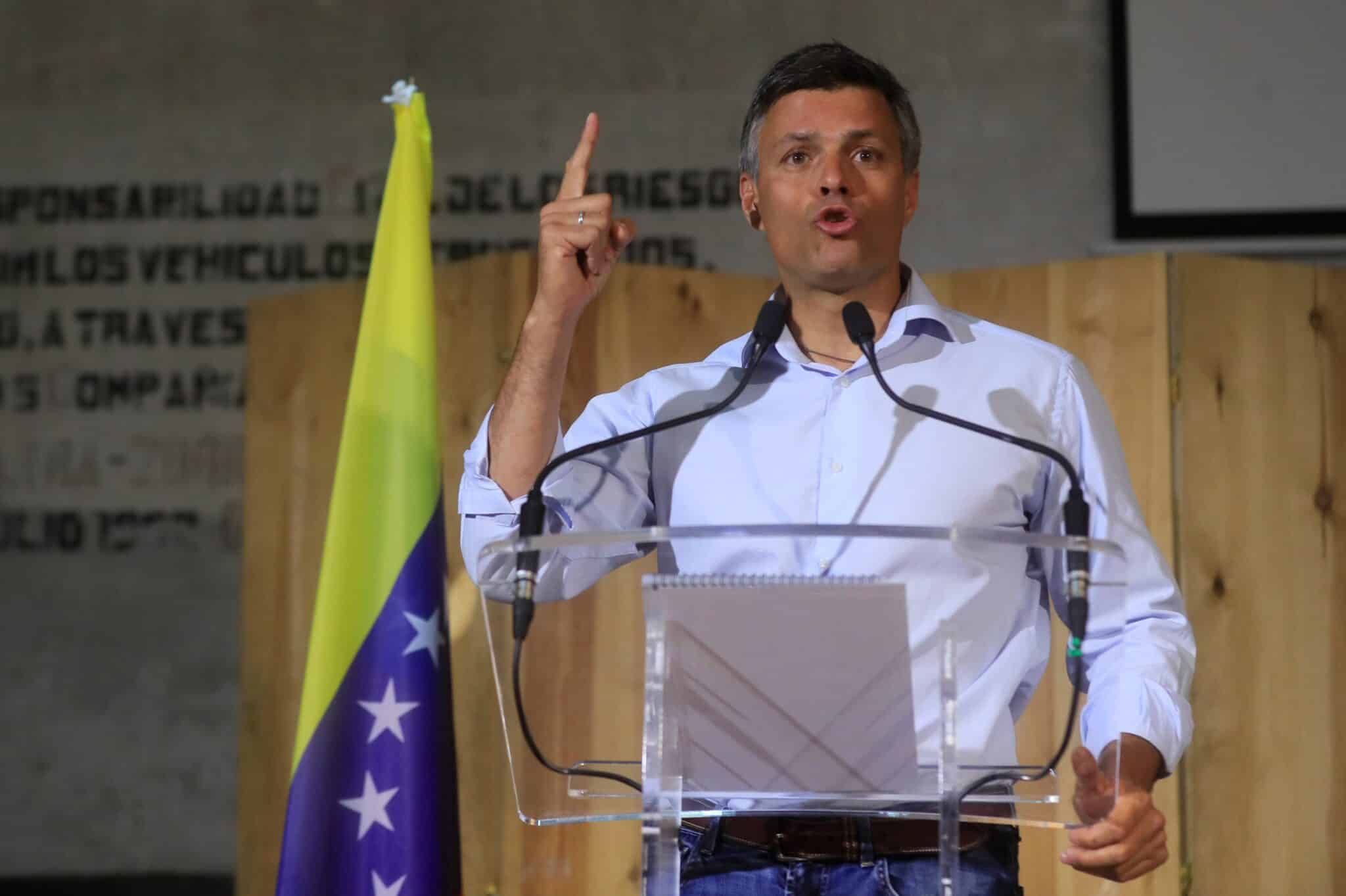 Leopoldo López, disidente venezolano, en rueda de prensa en Madrid