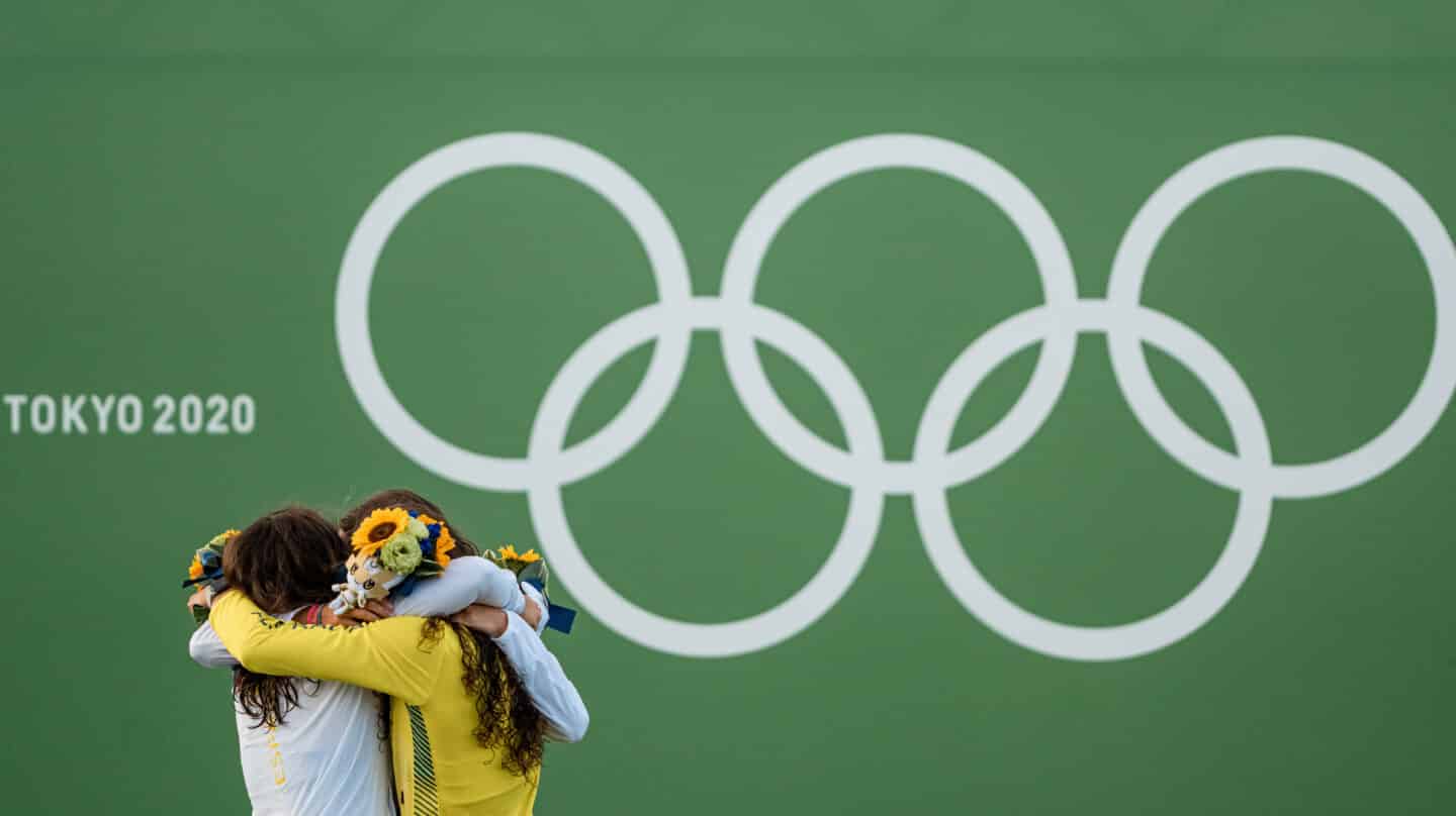 Ricarda Funk, Maialen Chourraut y Jessica Fox, oro, plata y bronce respectivamente en la final olímpica de Kayak femenino de Piragüismo eslalon.