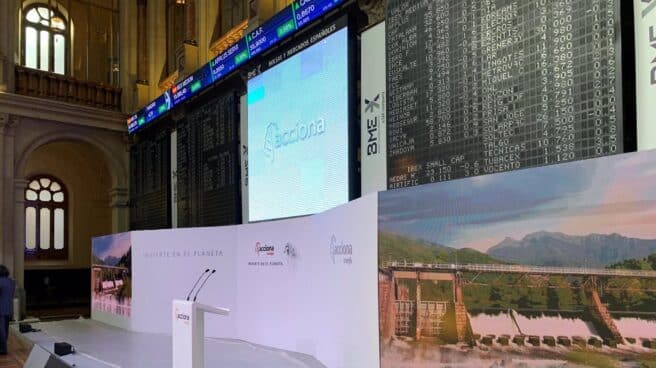 Imagen del inicio del debut de Acciona Energía en bolsa Imagen de la Bolsa de Madrid en el estreno bursátil de Acciona Energía este 1 de julio