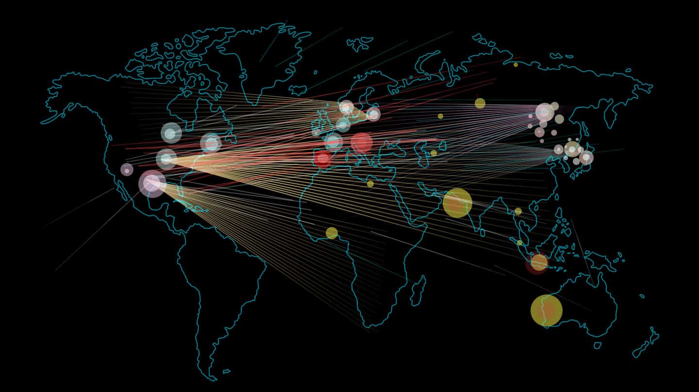 Imagen que representa ciberataques en todo el mundo