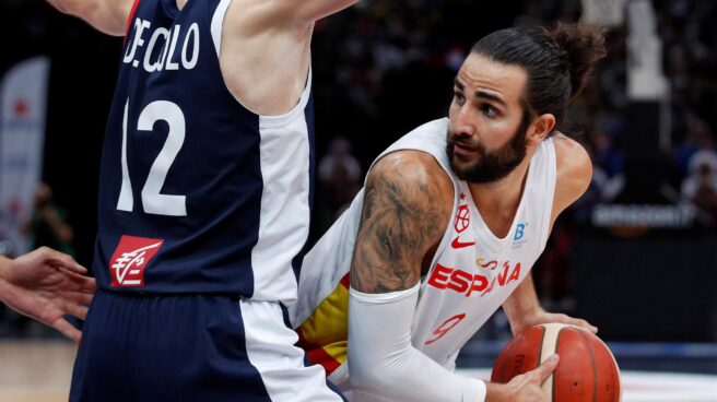 Ricky Rubio, durante un partido de preparación de España para los Juegos Olímpicos.