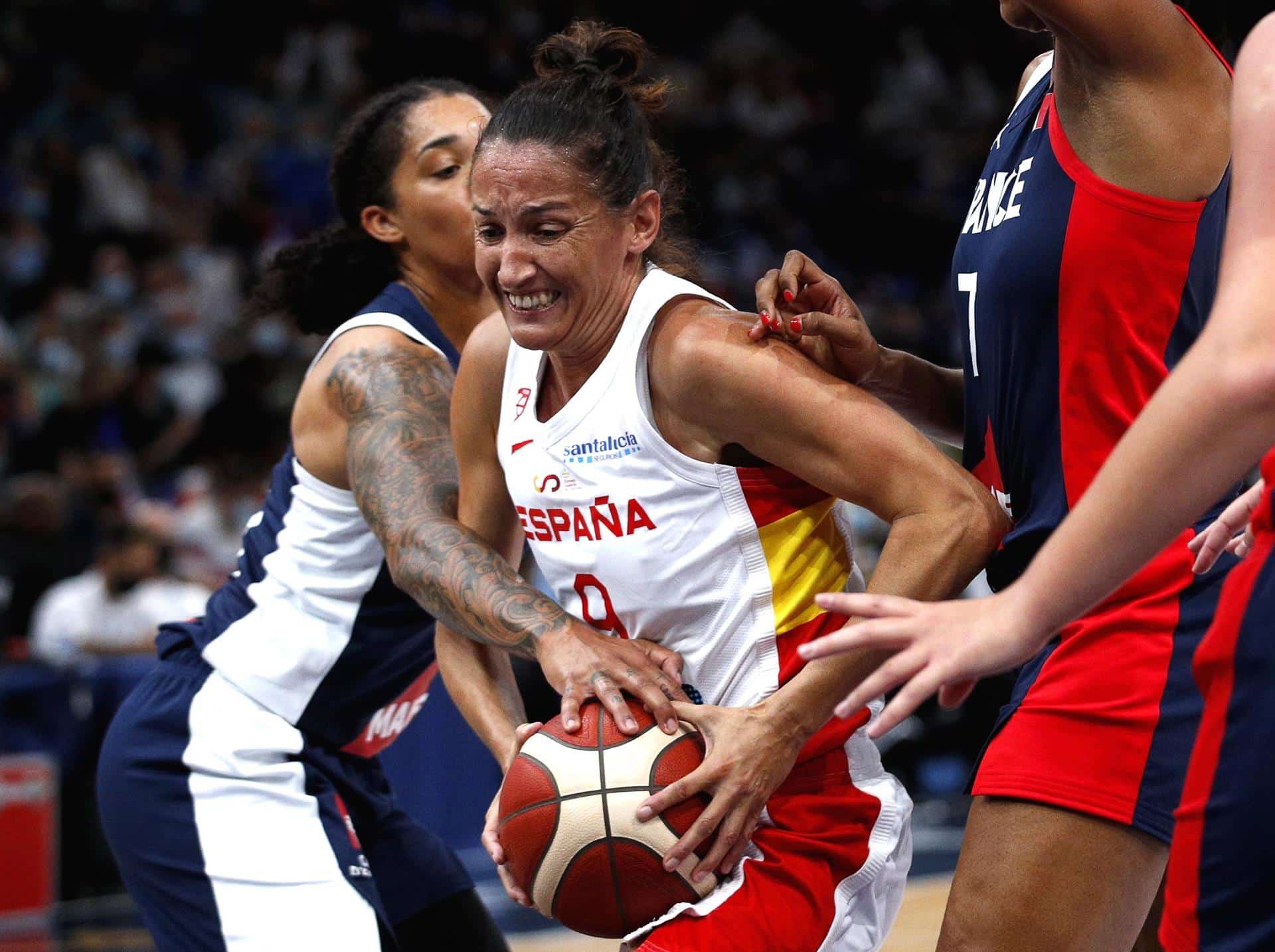 Laia Palau, durante un partido de preparación de España para los Juegos Olímpicos de Tokio.