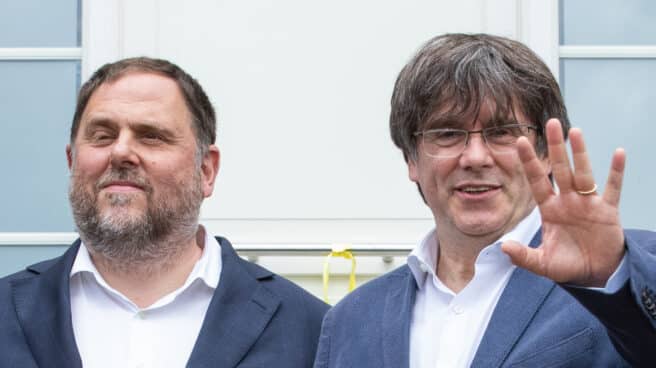 Oriol Junqueras y Carles Puigdemont, en un encuentro reciente en Waterloo (Bélgica).