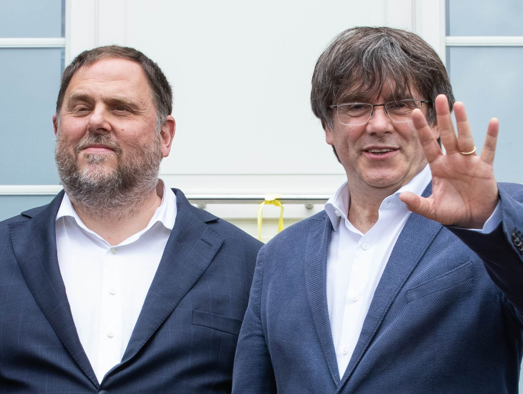 Oriol Junqueras y Carles Puigdemont, en un encuentro reciente en Waterloo (Bélgica).