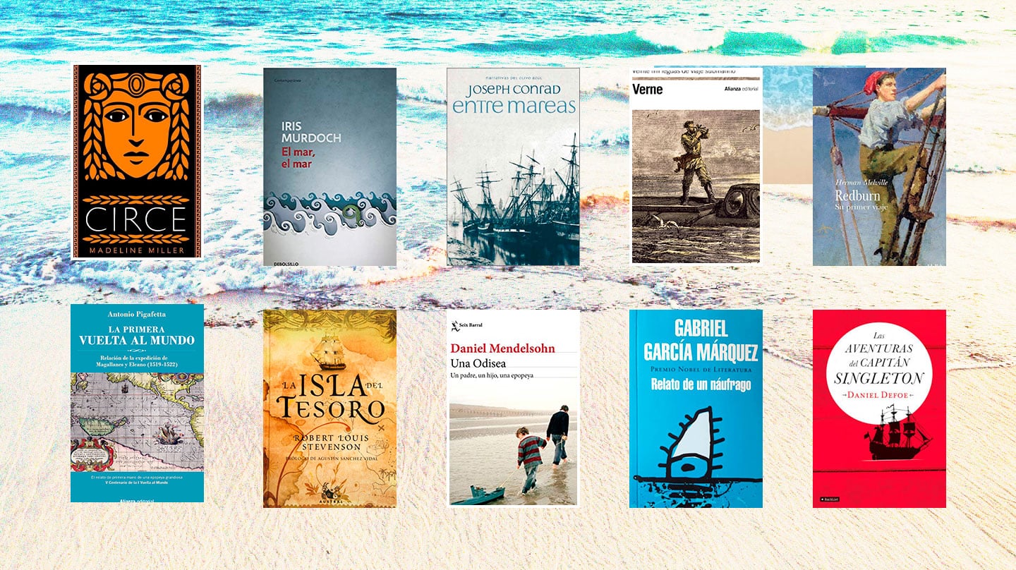 Imagen de portadas de libros relacionados con el mar