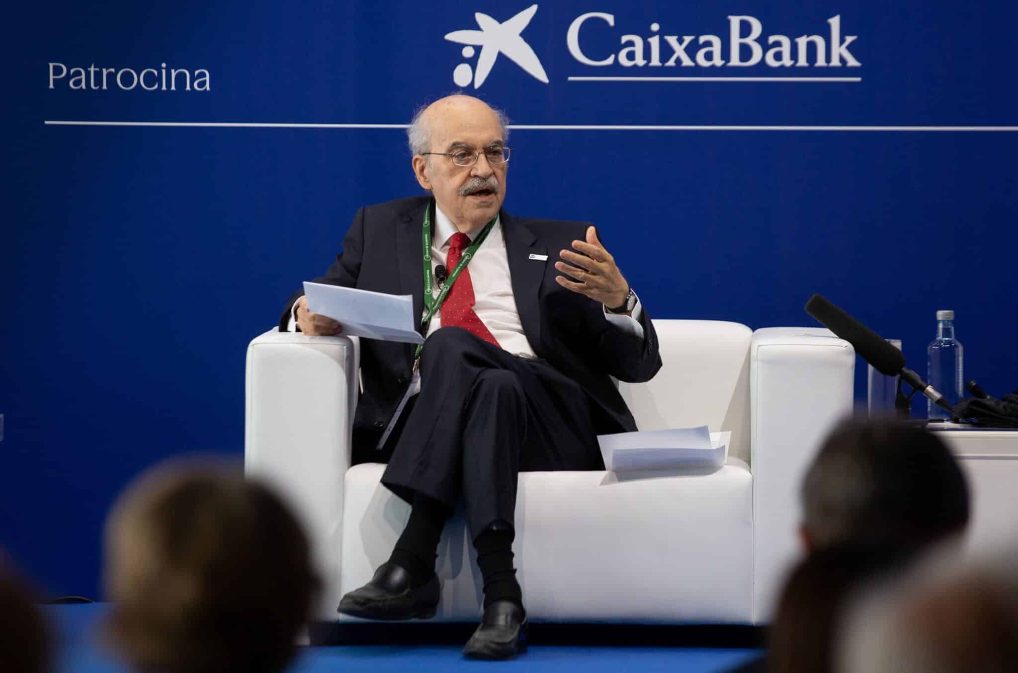 El ex 'conseller', Andreu Mas-Colell, durante su intervención en la XXXVI Reunión del Cercle d'Economia, en Barcelona.