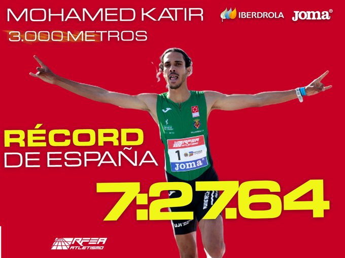 Mohamed Katir bate el récord de España de 3.000 metros.