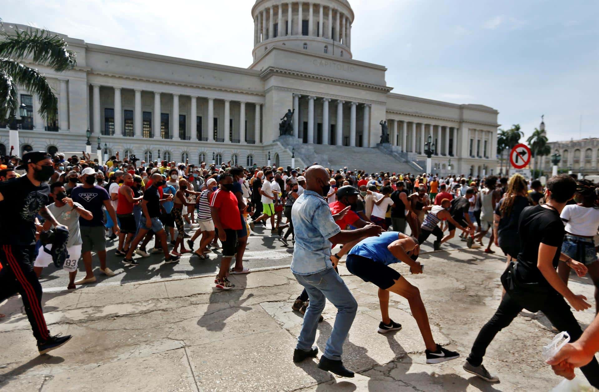 Protestas frente al Capitolio de Cuba.