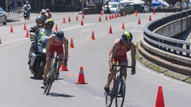 El triatlón será una de las bazas de España en los Juegos Olímpicos de Tokio. El triatlón será una de las bazas de España en los Juegos Olímpicos de Tokio. En la imagen, una prueba de la Copa del Mundo en Madrid.