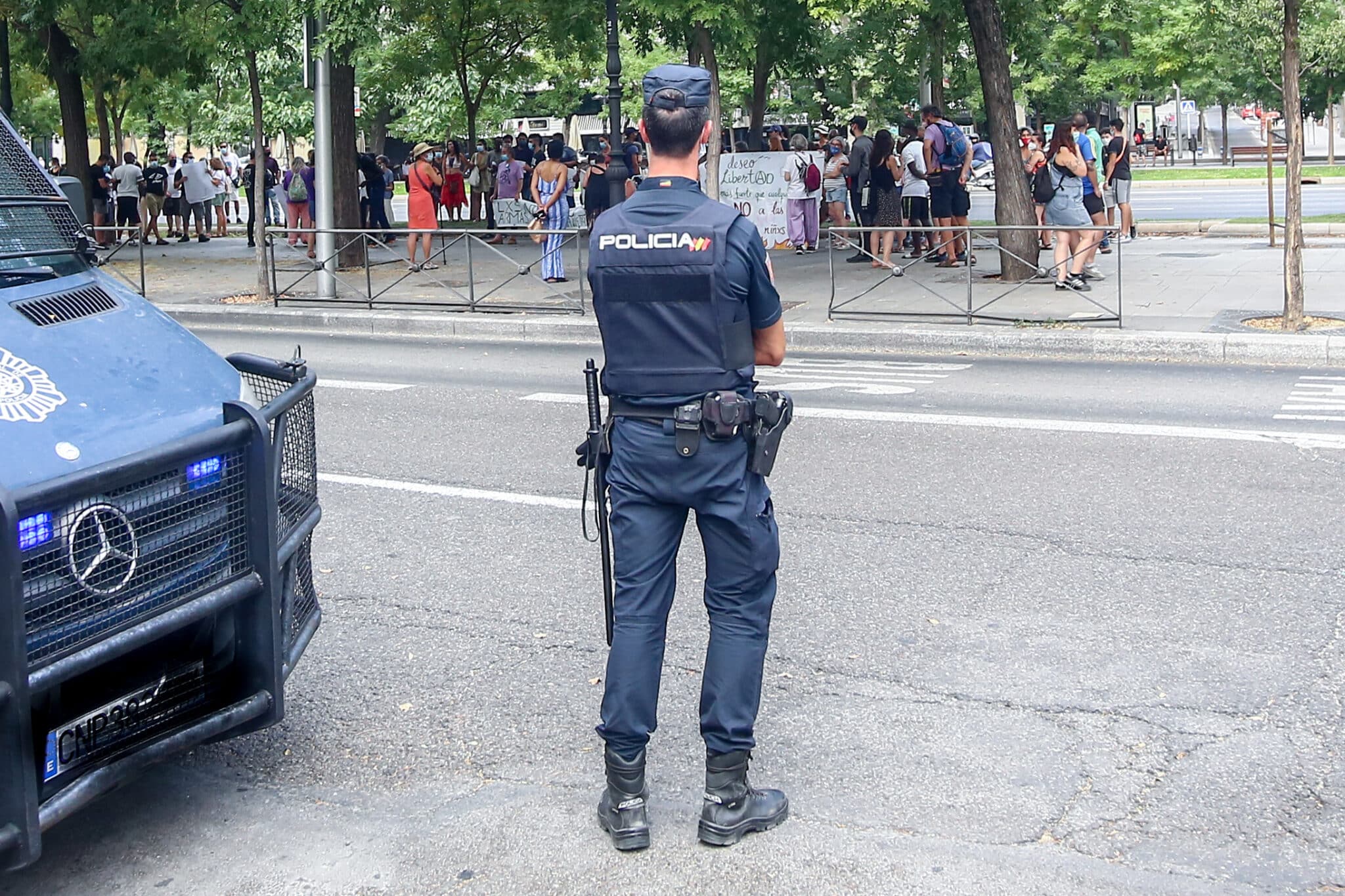 Un policía nacional, en Madrid.