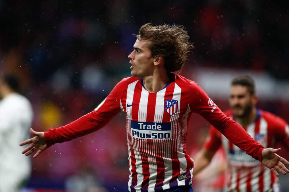 Griezmann celebra un gol con el Atlético en 2019, antes de fichar por el Barcelona