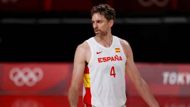 Pau Gasol, durante los cuartos de final de los Juegos de Tokio ante Estados Unidos