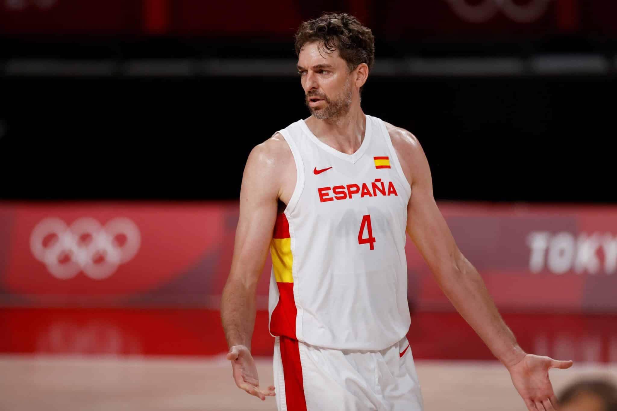 Pau Gasol, durante los cuartos de final de los Juegos de Tokio ante Estados Unidos