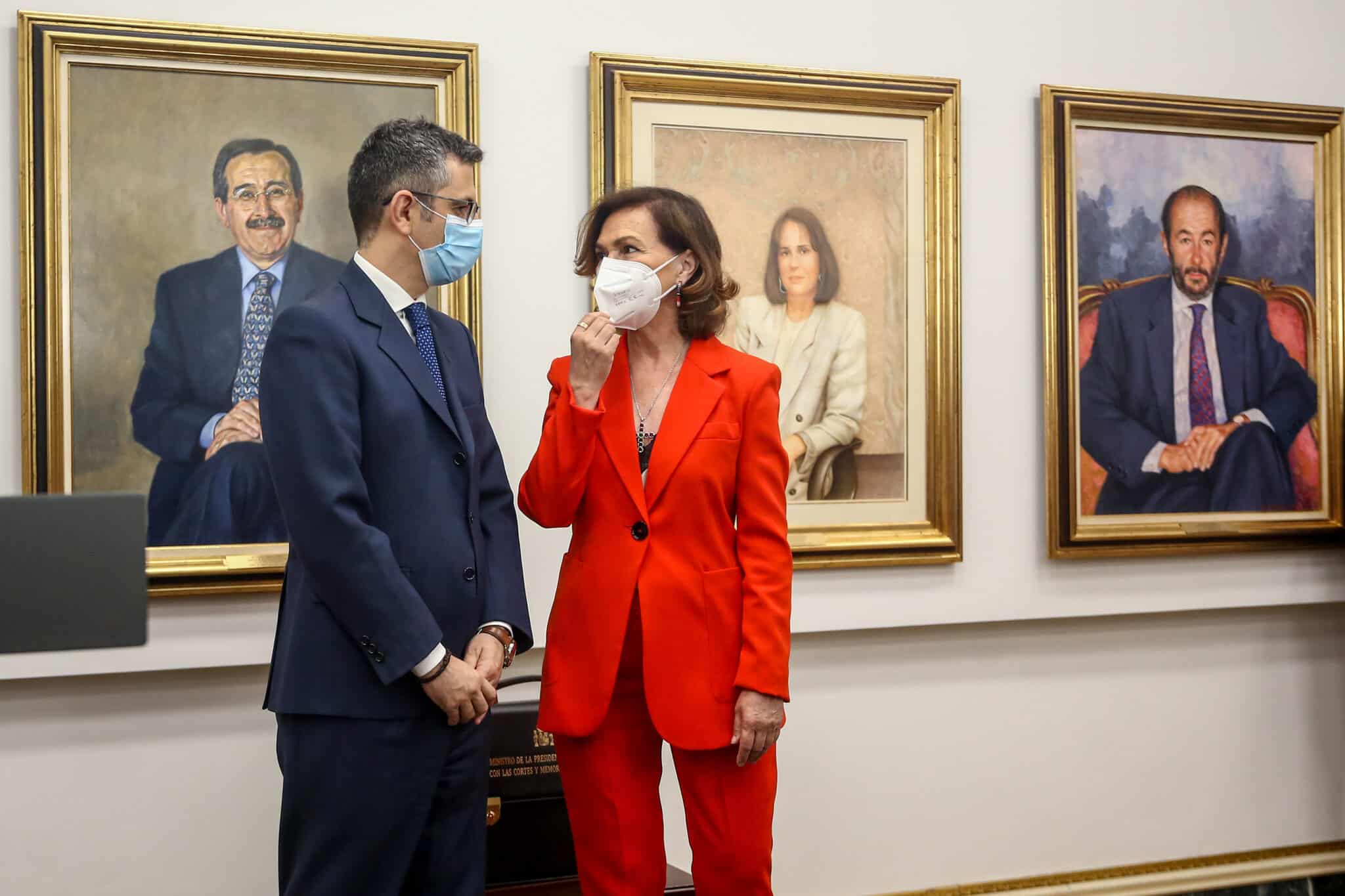 Félix Bolaños y Carmen Calvo, el día que el primero tomó posesión como ministro.