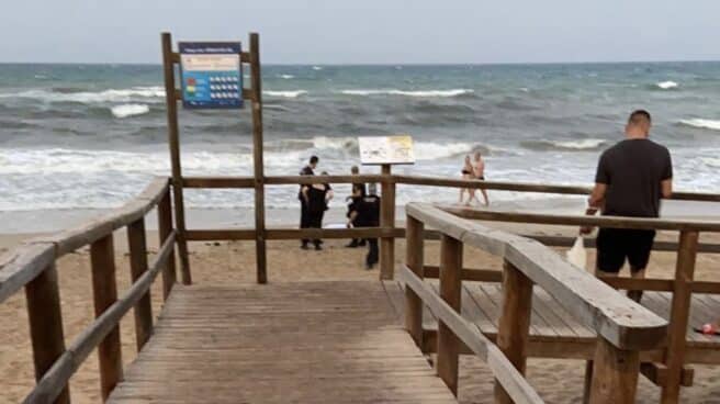 Orilla de la playa de Arenales del Sol en Elche (Alicante)