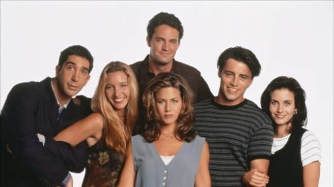 Cartel de los protagonistas de Friends con Jennifer Aniston, Rachel y David Schwimmer, Ross