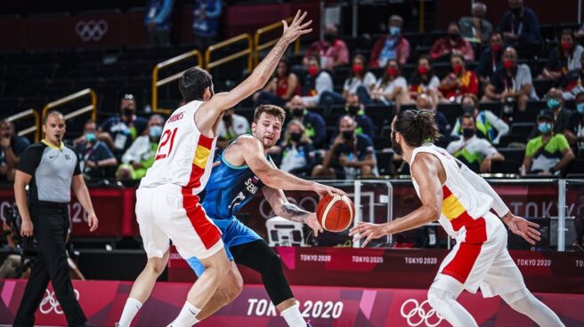 Luka Doncic durante el partido entre España y Eslovenia en Tokio 2020.