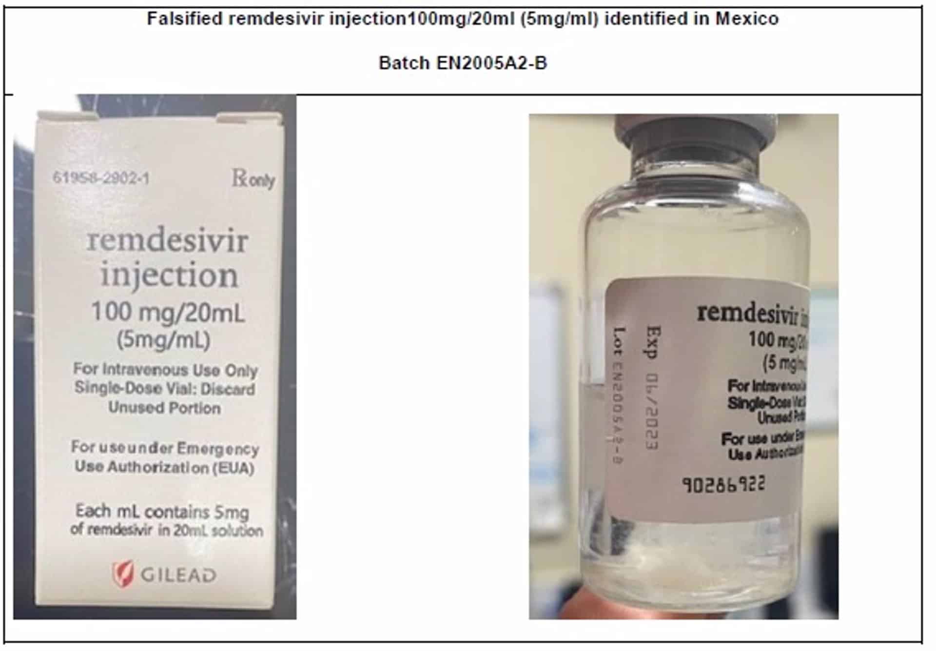 La OMS detecta Remdesivir falsificado y alerta de la vigilancia en el suministro de los medicamentos