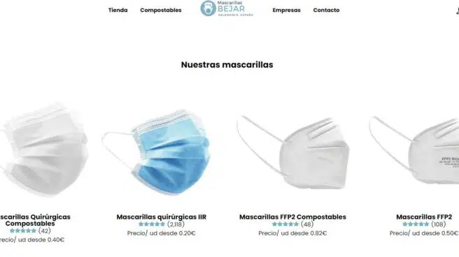 Mascarillas Béjar ignora dos solicitudes de Sanidad de retirar mascarillas quirúrgicas de su web