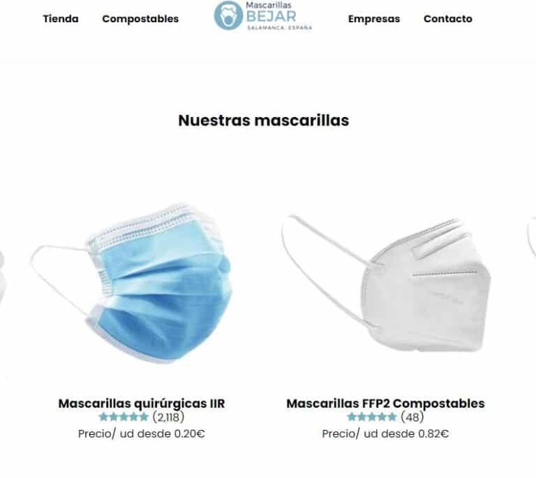 Mascarillas Béjar ignora dos solicitudes de Sanidad de retirar mascarillas quirúrgicas de su web