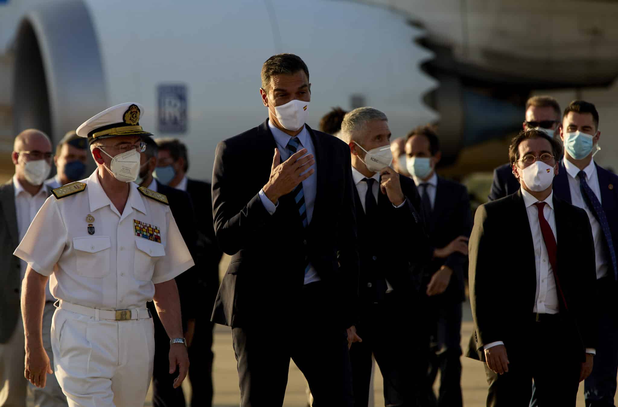 Pedro Sánchez, en la base de Torrejón.