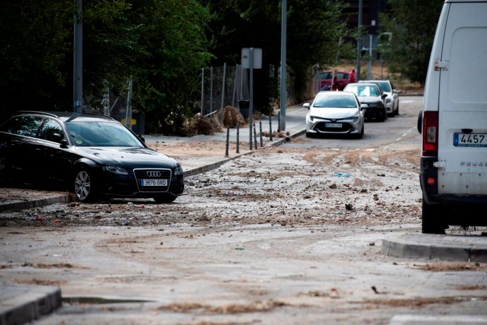 Efecto de las fuertes lluvias en Arganda (Madrid)