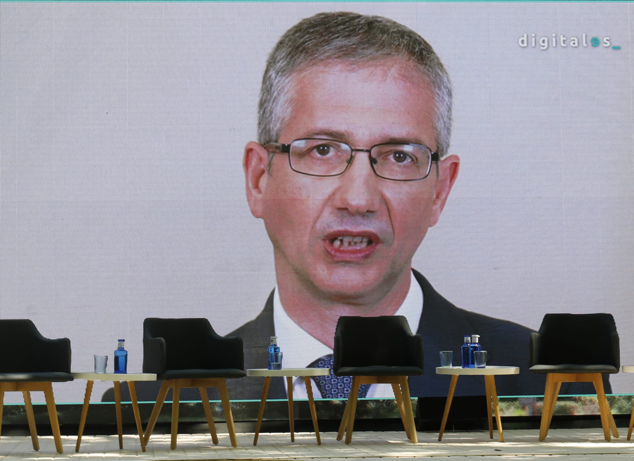 El gobernador del Banco de España, Pablo Hernández de Cos, en el ‘DigitalES Summit 2021’ celebrado en el Jardín Botánico de Madrid.