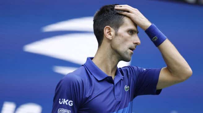Djokovic lamenta un punto durante la final del US Open ante Medvedev