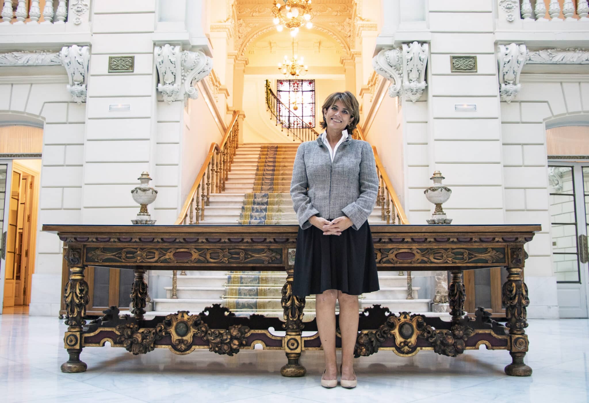 La Fiscal General del Estado, Dolores Delgado, en la sede de la Fiscalía en Madrid