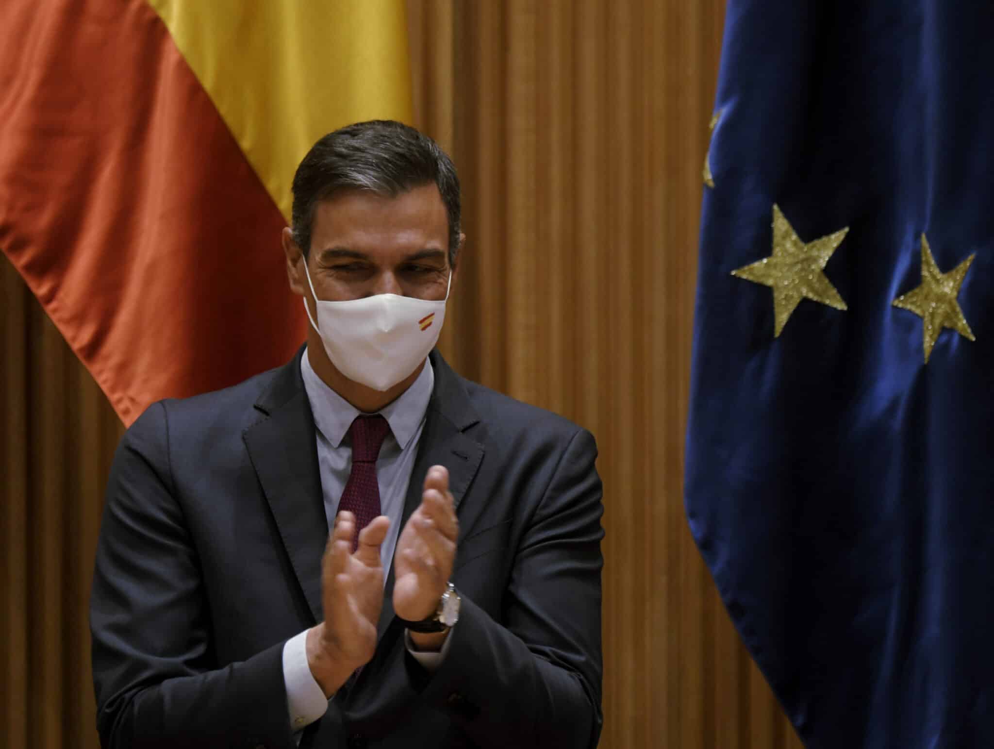 Pedro Sánchez, en la reunión parlamentaria del PSOE en el Congreso.