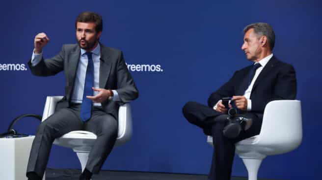 Casado y Sarkozy, en la Convención Nacional del PP.