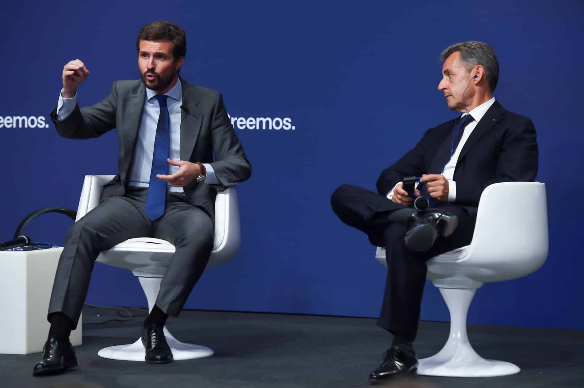 Casado y Sarkozy, en la Convención Nacional del PP.