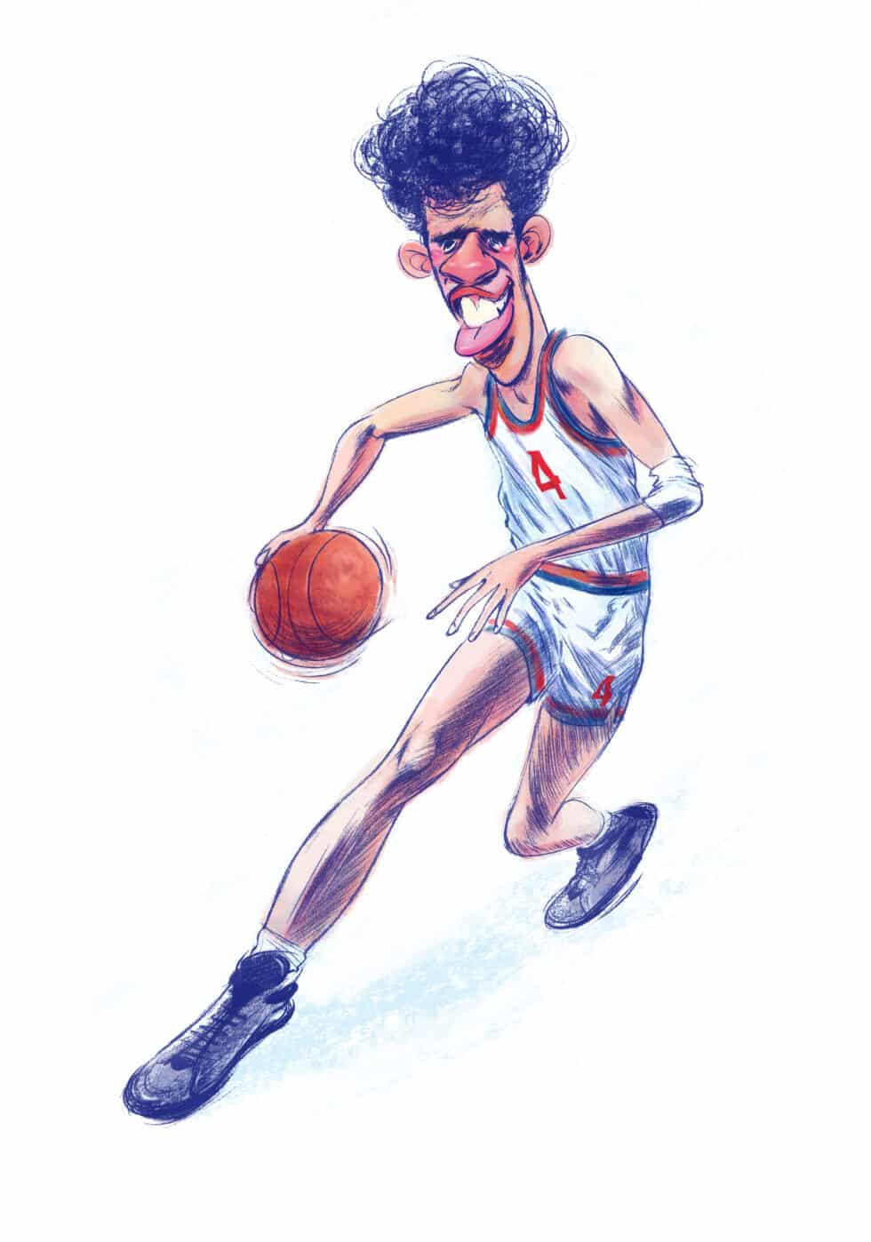 Ilustración del jugador de baloncesto Drazen Petrovic para el libro "Álbum de cromos"