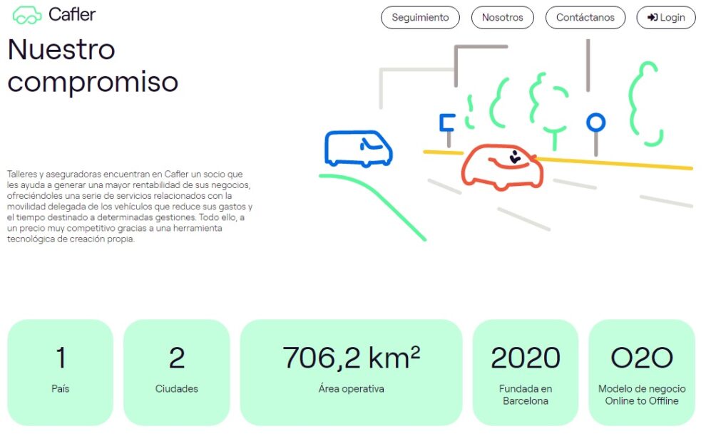 Aparencia de la página web de Cafler