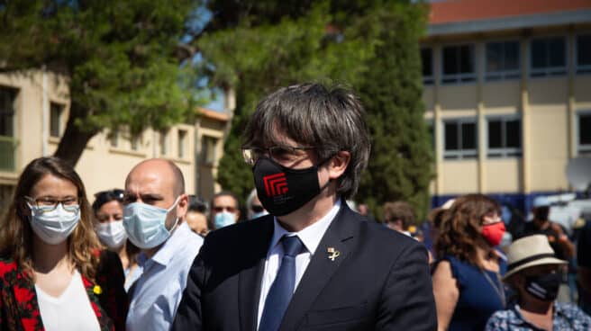 Carles Puigdemont, en un acto de Omnium Cultural en Elna (Francia).