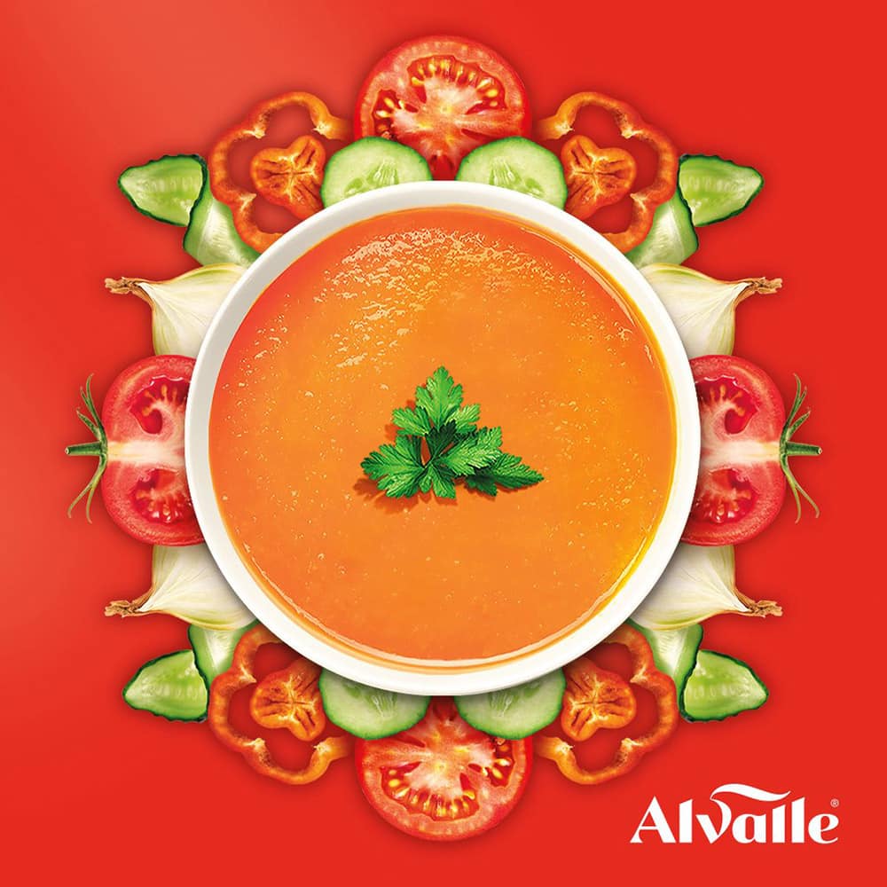 Plato de gazpacho de Alvalle.