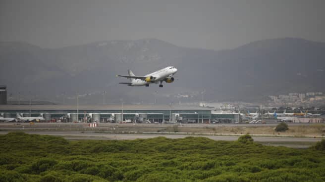 Un avión vuela por el espacio protegido de la Ricarda, en El Prat de Llobregat. Un avión vuela por el espacio protegido de la Ricarda, en El Prat de Llobregat.