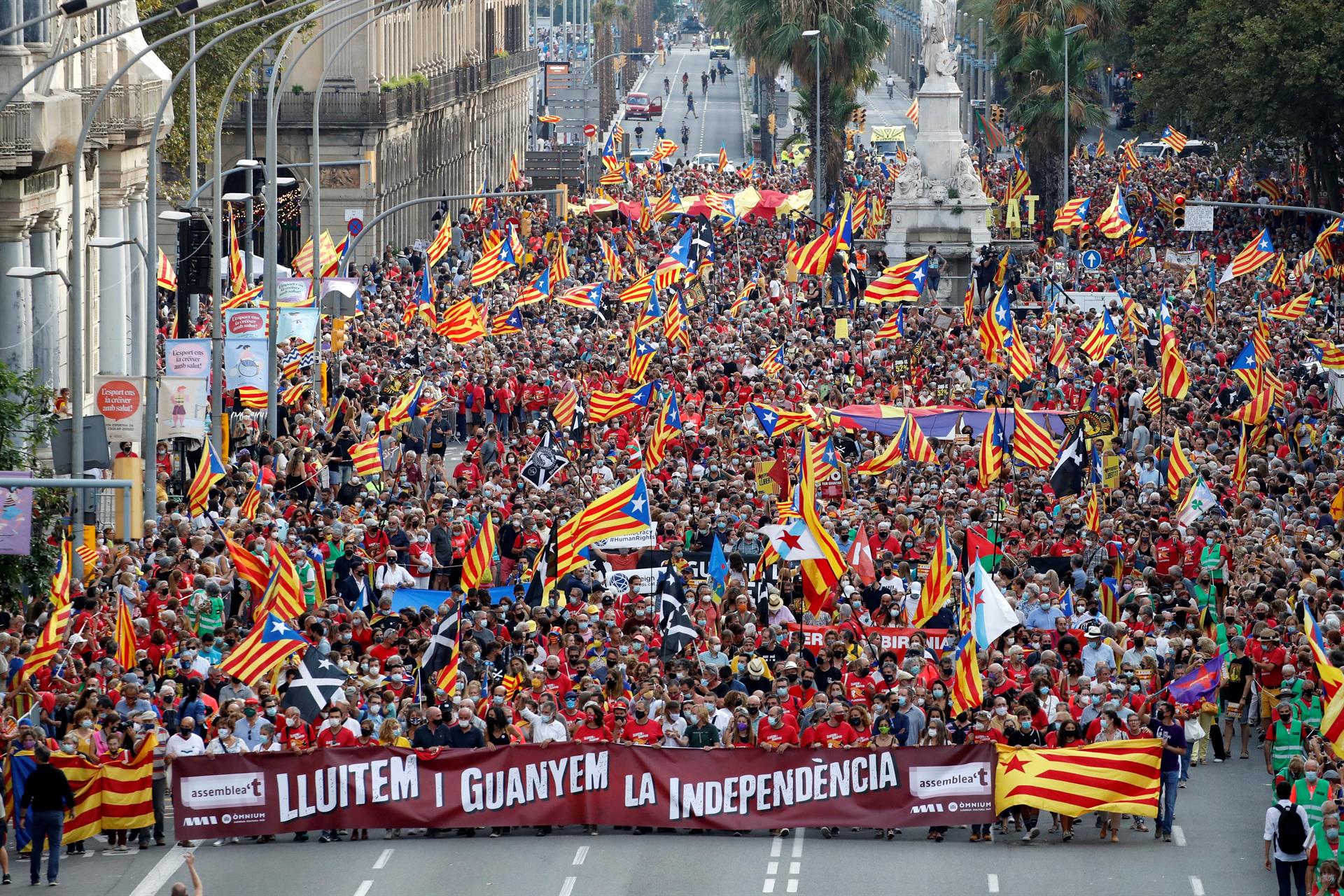 Vista panorámica de la manifestación de la ANC en la Diada 2021.