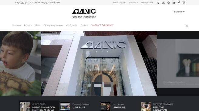 Página web de la compañía donde se muestra un vídeo del showroom