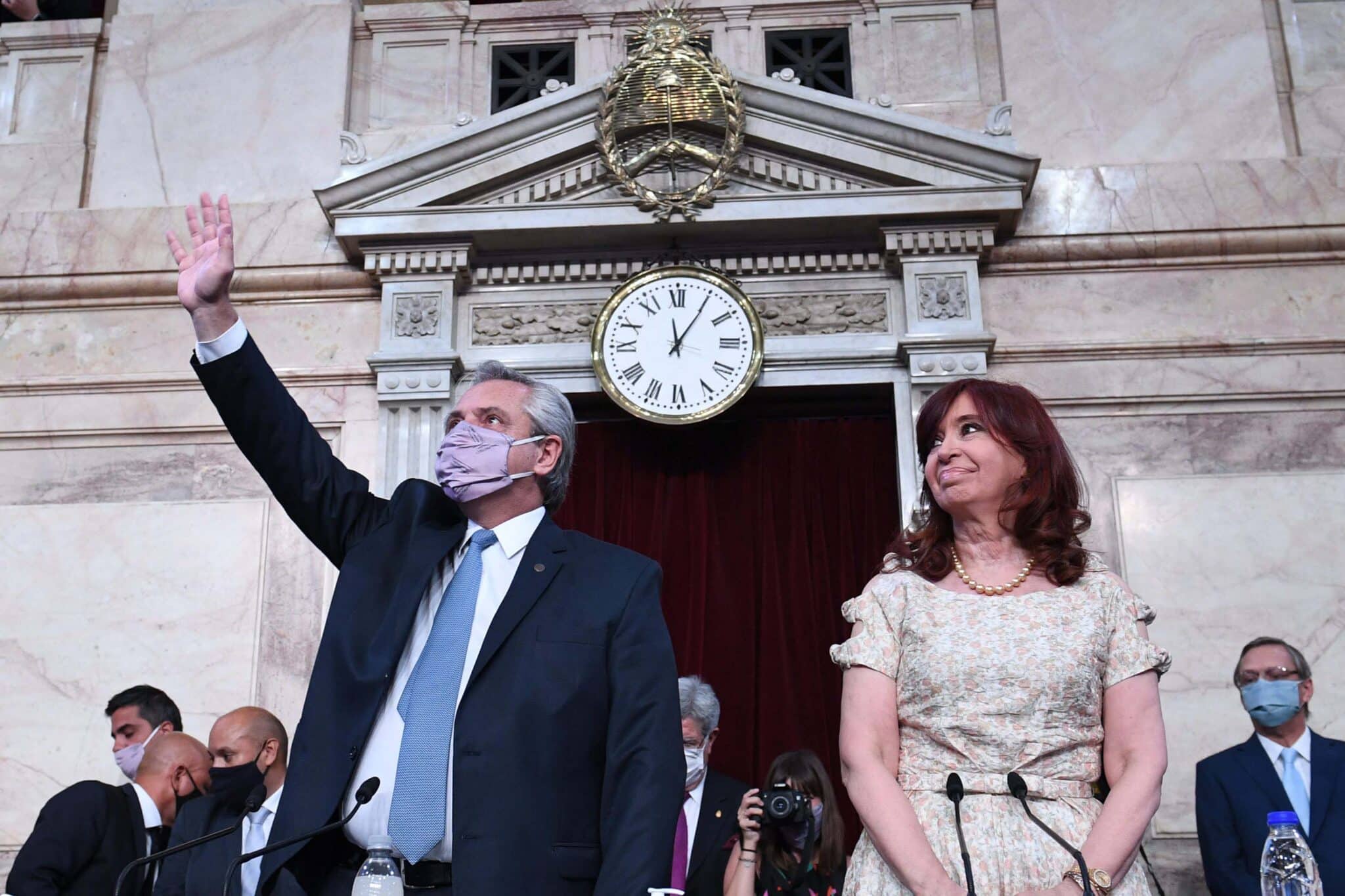 Alberto Fernández y Cristina Fernández de Kirchner, en la apertura de la sesión parlamentaria