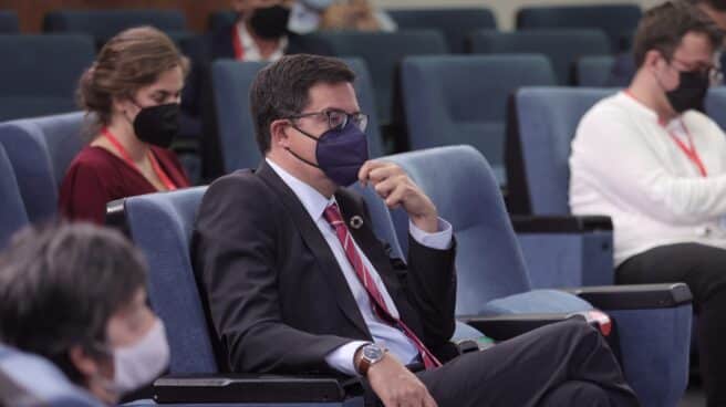Rueda de prensa posterior al primer Consejo de Ministros tras la remodelación del Gobierno Óscar López, presidente de Paradores en 2020, en la sala de prensa de La Moncloa.