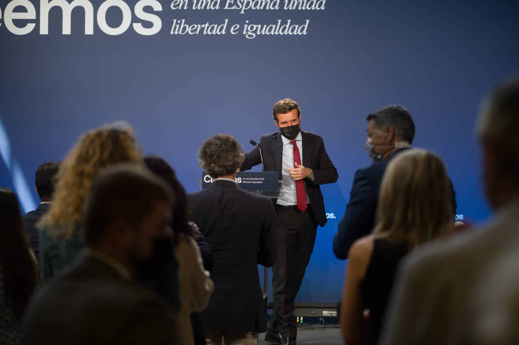 El presidente del PP, Pablo Casado, en un acto de partido.