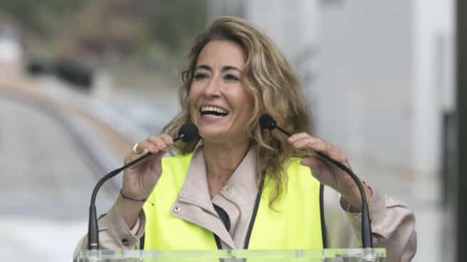 Viaje del primer tren de pruebas por la Variante de Pajares, en la Línea de Alta Velocidad León-Asturias La ministra de Transportes, Movilidad y Agenda Urbana, Raquel Sánchez