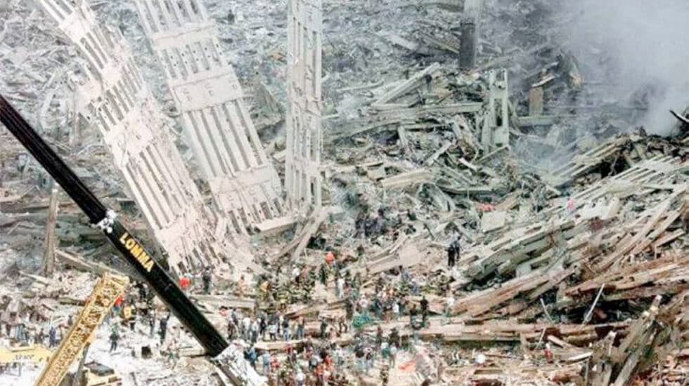 Imagen de los restos de las Torres Gemelas tras los atentados del 11S