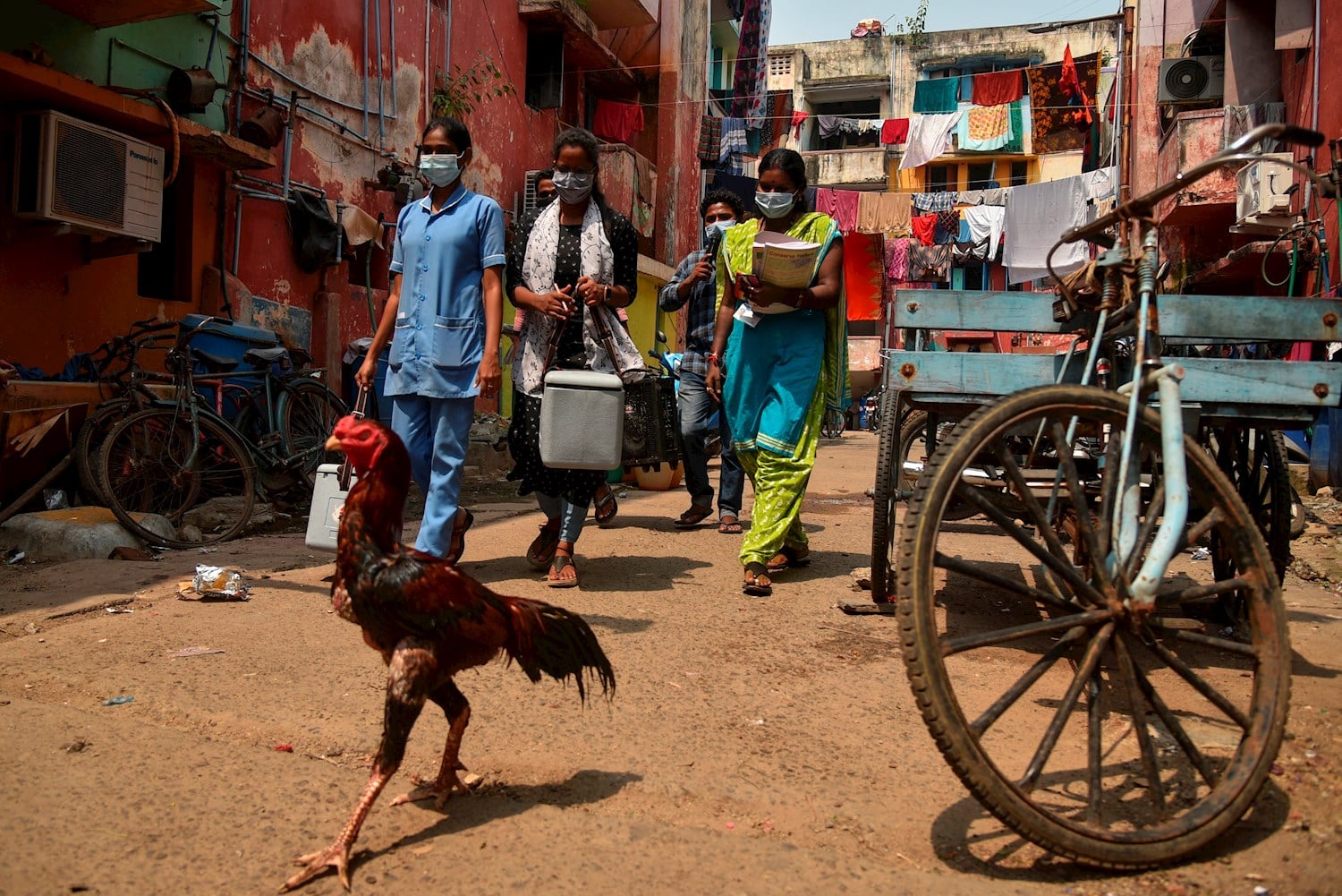 Vacunación puerta a puerta del Covid en India.