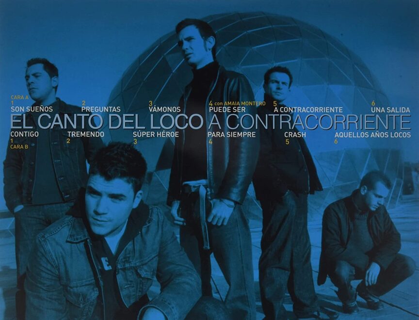 Contraportada del disco A contracorriente de 'El Canto del Loco'